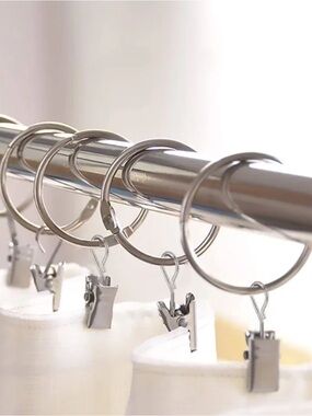 30 Silver Metal Drapery/Curtain Rings with Detachable Clips